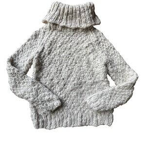 Vivienne Tam Chunky Knit Turtleneck Sweater White Wool Blend Textured Women's Sm